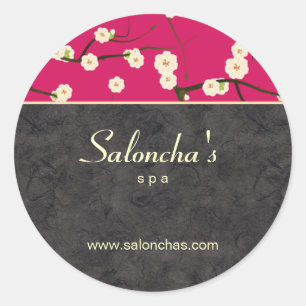 Salon-Spa-Blumen-Kirschblüten-Aufkleber heißrosa Runder Aufkleber