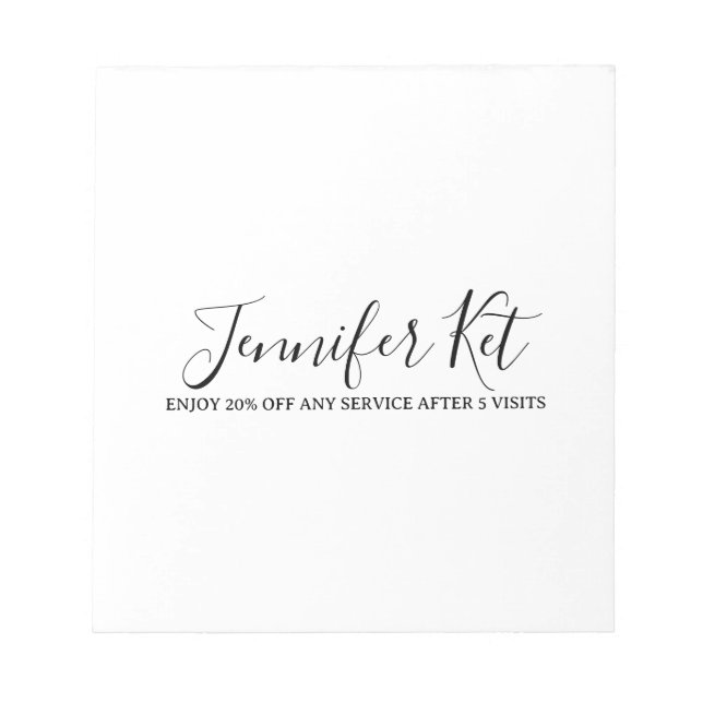 Salon spa business discount offer website visits a notizblock (Vorderseite)