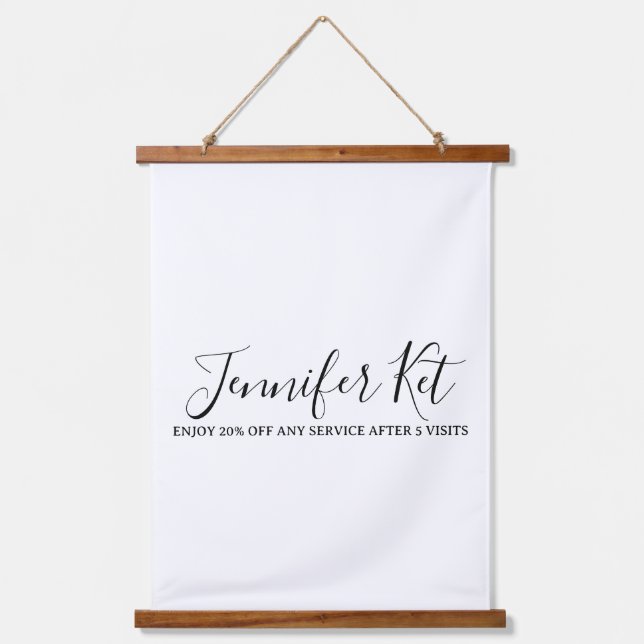 Salon spa business discount offer website visits a wandteppich mit holzrahmen (Vorderseite)