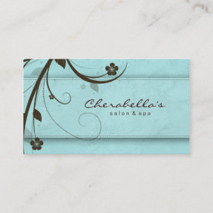 Salon Spa Wasserblau Floral Elegant Visitenkarte