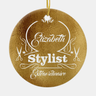 Salon Stylist Friseur Monogram Modern Gold Keramik Ornament
