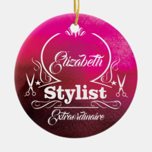Salon-Stylist-Friseur-Monogramm-modernes Rosa Keramik Ornament