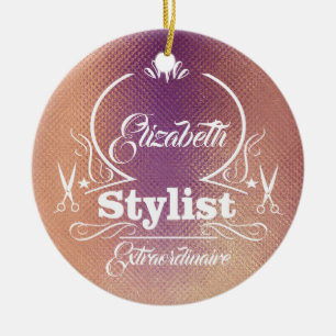 Salon Stylist Friseur Rose Gold Monogramm Keramik Ornament