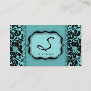 Salon Wellness-Center Business Card Blue Damask Fl Visitenkarte