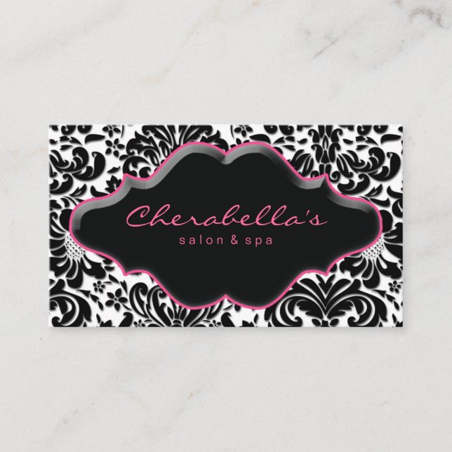 Salon Wellness-Center Business Card Rosa Damask Visitenkarte (Vorderseite)
