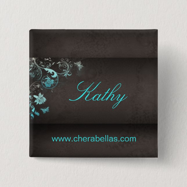 Salon Wellness-Center Butterfly Name Tag Taste Bro Button (Vorderseite)