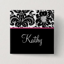 Salon Wellness-Center Damask Name Tag Taste Brooch