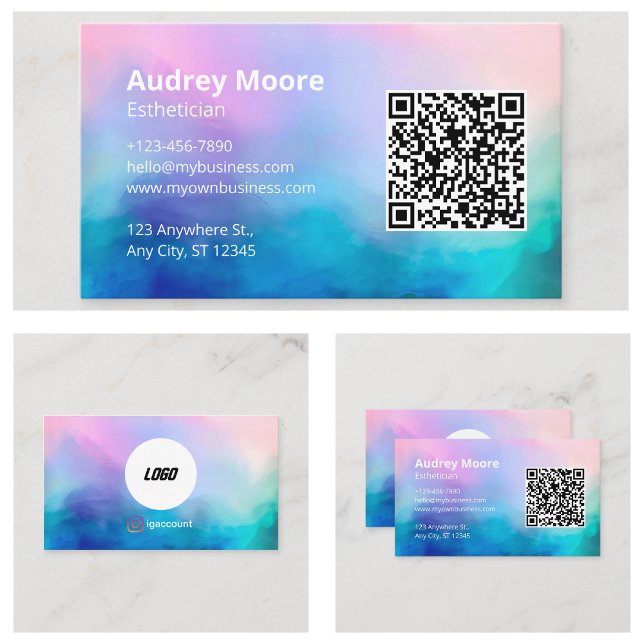 Salon Wellness-Center Eleganter moderner Logo QR C Visitenkarte (Salon Spa Elegant Modern Logo QR Code Business Card
)