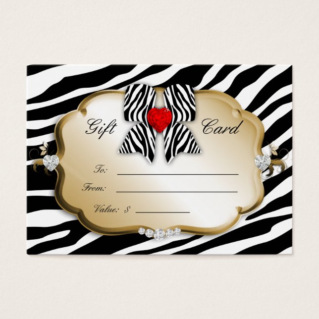 Salon Wellness-Center Gift Card Valentine Zebra Go (Vorderseite)