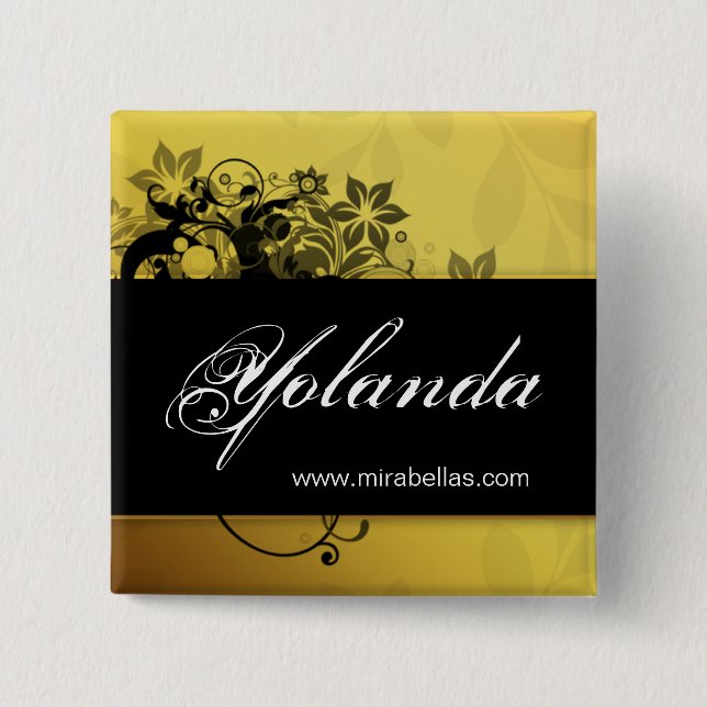Salonname Tag Taste Brooch Goldschmetterling 3 Button (Vorderseite)