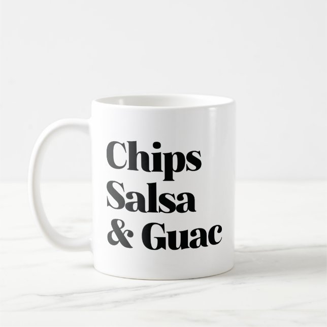 Salsa Chips und Guac Kaffeetasse (Links)