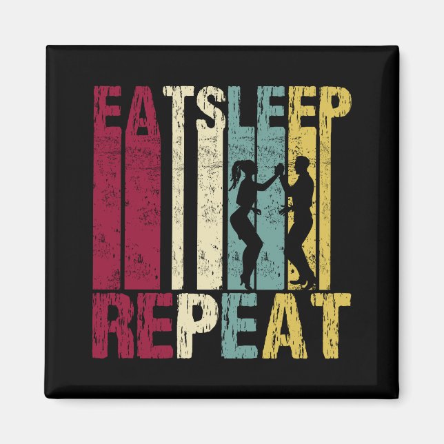 Salsa dance Eat Sleep Repeat Funny Retro Gift Magnet (Vorne)