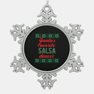 Salsa Dancer Ugly Weihnachtsgeschenk Schneeflocken Zinn-Ornament