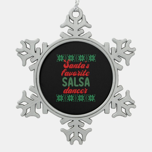 Salsa Dancer Ugly Weihnachtsgeschenk Schneeflocken Zinn-Ornament (Vorderseite)