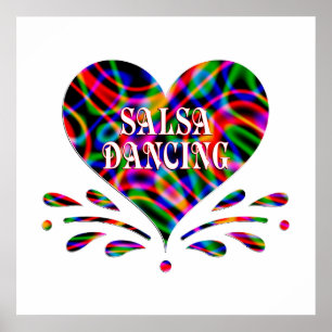 Salsa Dancing Fun Herz Poster