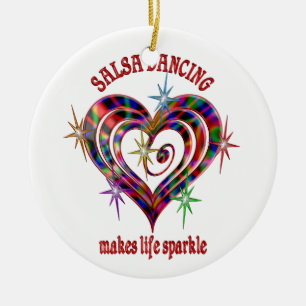 Salsa Dancing Glitzern Keramik Ornament