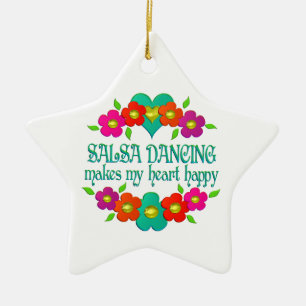 Salsa Dancing Heart Happy Keramik Ornament