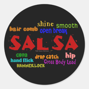 Salsa Dancing Lovers Tanzbewegungen und -bedingung Runder Aufkleber