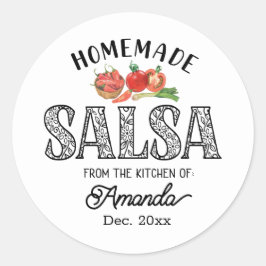 Salsa Homemade aus der Küche des Namens Jar lid Runder Aufkleber