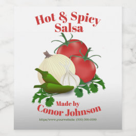Salsa Hot & Spicy 3,5" x 4" Lebensmitteletikett Weinetikett