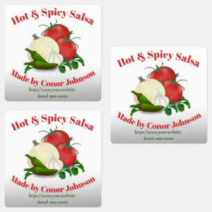 Salsa Hot & Spicy Square Food Label Etiketten