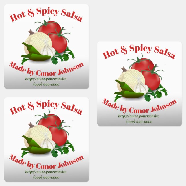 Salsa Hot & Spicy Square Food Label Etiketten (Gruppe)