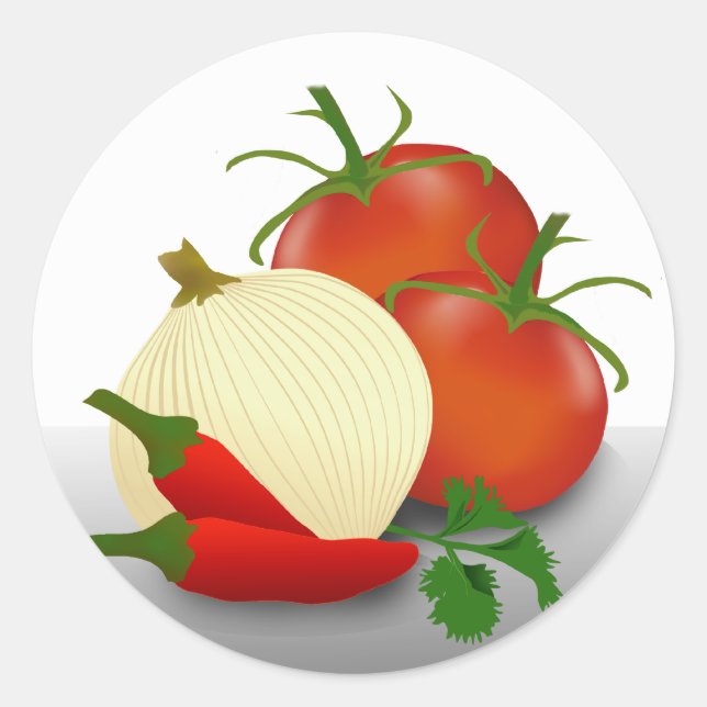 Salsa-Inhaltsstoffe Konservierung Runder Aufkleber (Vorderseite)