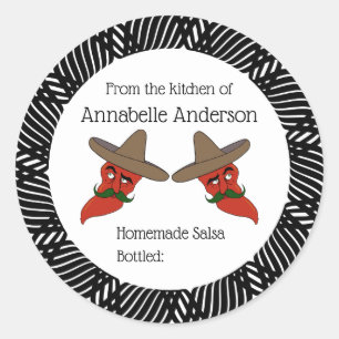 Salsa Label Moderne Rahmen personalisieren Runder Aufkleber