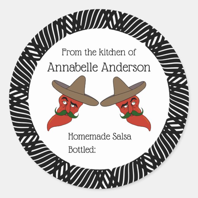 Salsa Label Moderne Rahmen personalisieren Runder Aufkleber (Vorderseite)