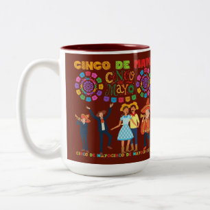 Salsa-Sonnenuntergangsfeier marineblau Zweifarbige Tasse