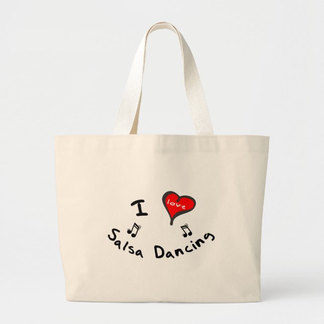 Salsa-Tanzen-Geschenke - i-Herz-Salsa-Tanzen Jumbo Stoffbeutel (Vorne)