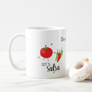 Salsa tanzende Tomaten und Chillies Food Pun Graph Kaffeetasse
