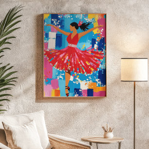 Salsa-Tänzerin Rotes Kleid Abstrakte Wandkunst Poster