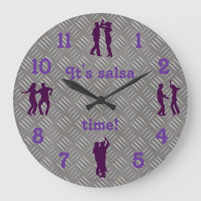 Salsa Time Dance Poses Add Your Own Image Große Wanduhr (Vorderseite)