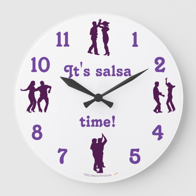 Salsa-Zeit-Tanz-Pose-Wand-Uhr mit Zahlen Große Wanduhr (Vorderseite)