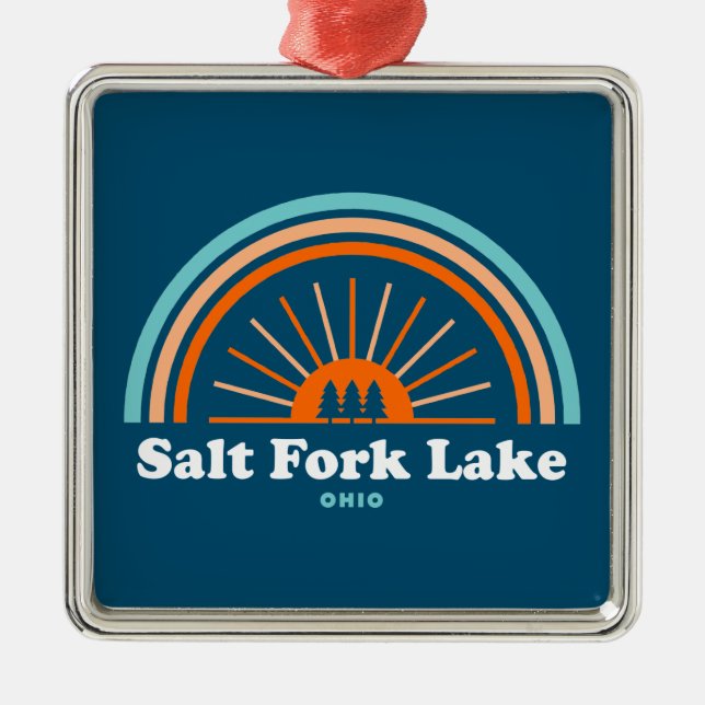 Salt Fork Lake Ohio Rainbow Ornament Aus Metall (Vorne)