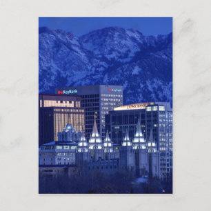 Salt Lake City Downtown Winter Skyline Postkarte