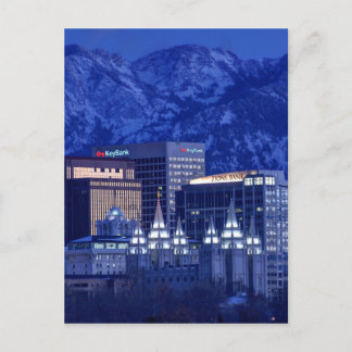Salt Lake City Downtown Winter Skyline Postkarte