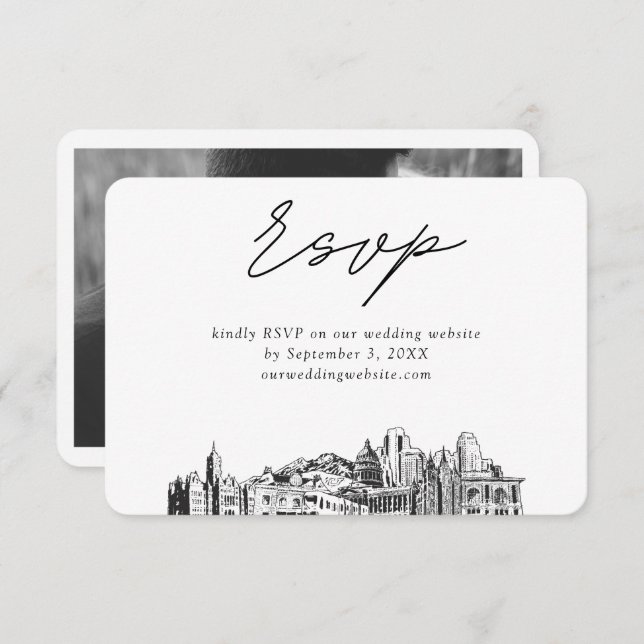 Salt Lake City Hochzeit Minimalistisch Sketch UAWG Begleitkarte (Vorne/Hinten)