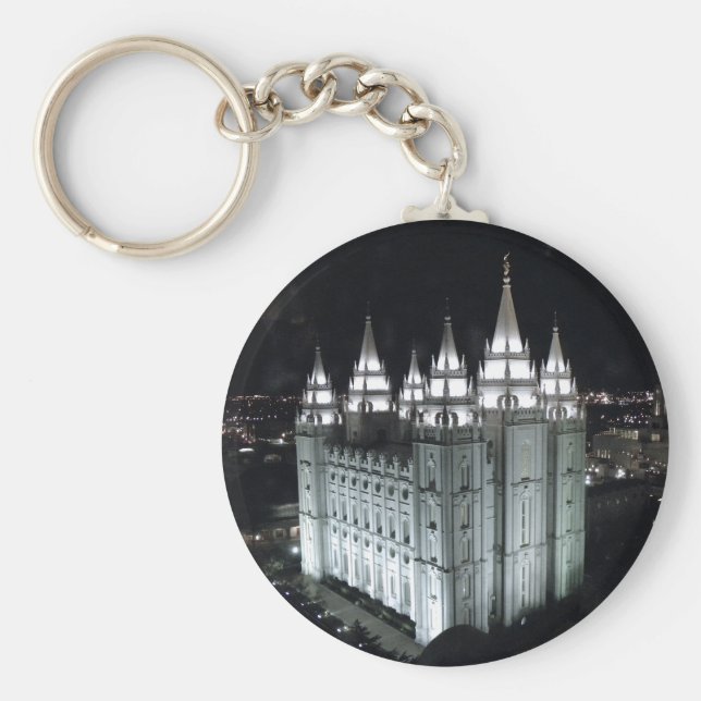 Salt Lake City LDS Tempel in der Nacht. Schlüsselanhänger (Vorne)
