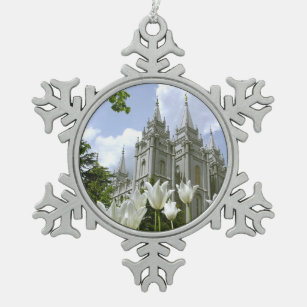 Salt Lake City, LDS Tempel Schneeflocken Zinn-Ornament