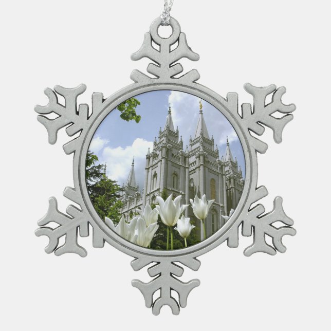 Salt Lake City, LDS Tempel Schneeflocken Zinn-Ornament (Vorderseite)
