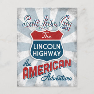 Salt Lake City Lincoln Hwy Vintag America Utah Postkarte