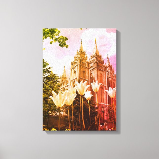 Salt Lake City Mormon Tempel Art Leinwanddruck (Vorderseite)