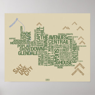 Salt Lake City-Nachbarschaften: Wasatch Grün Poster