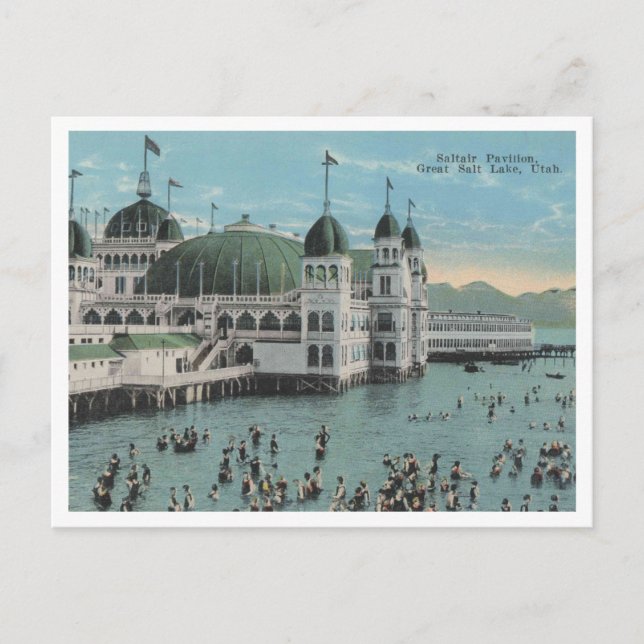Salt Lake City, Saltair Pavillon, 1920er Vintag Postkarte (Vorderseite)