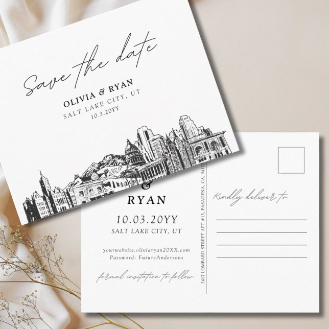 Salt Lake City Save the Date Postcard Hochzeit Postkarte (Salt Lake City Save the Date Postcard Wedding
)