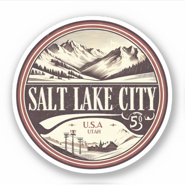 Salt Lake City Ski Resorts Utah Skikarena Aufkleber (Vorderseite)