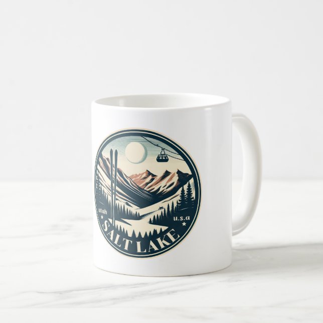 Salt Lake City Ski Resorts Utah Skikarena Kaffeetasse (VorderseiteRechts)