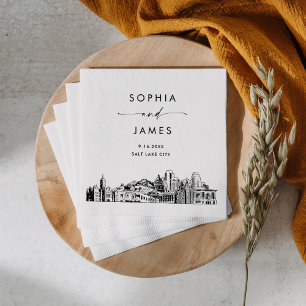 Salt Lake City Skyline Moderner Hochzeitscocktail Serviette